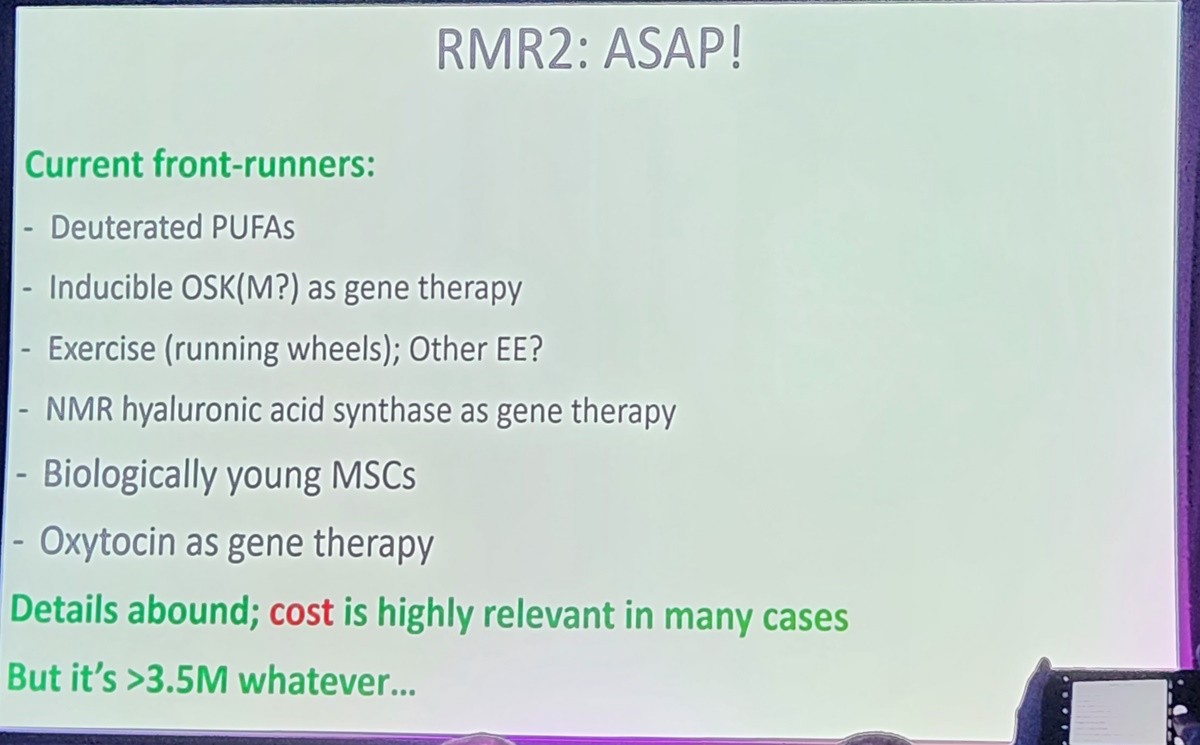 Aubrey de Grey RMR2 front runners
