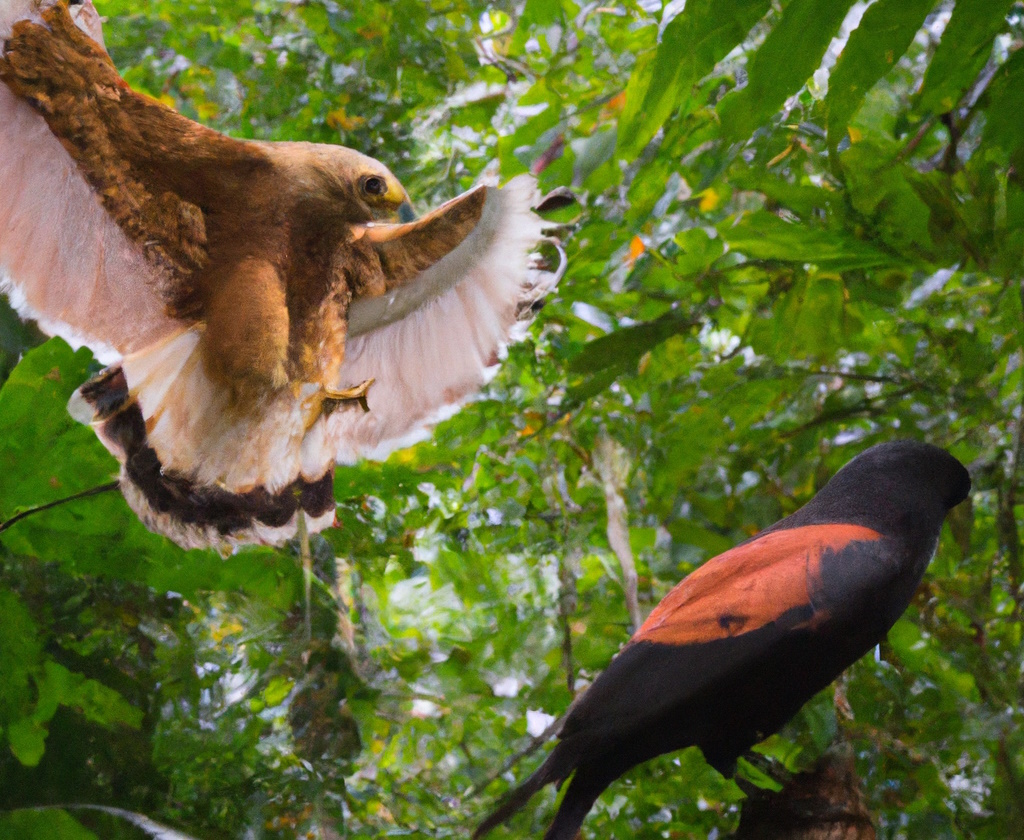 colourful bird being attacked