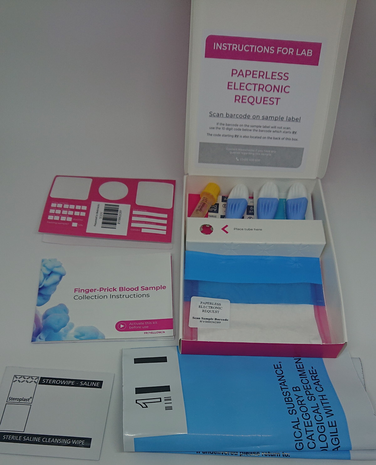 Medichecks coronavirus test contents